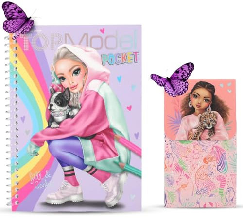 Depesche TOPModel Pocket Malbuch + TOPModel Block mit Magnetverschluss WILD Rosa
