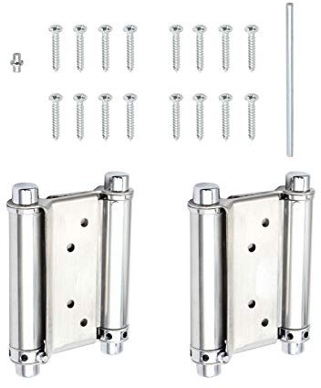 Bohaner 2X 4'' Double Action Spring Hinges 304 Stainless Steel Dual Swinging Door Hinges Loaded Spring Loaded Door Swing Hinge Stainless Steel Self-Closing for Cafe Saloon Door