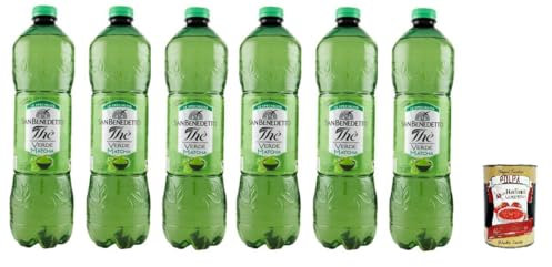 San Benedetto Thè Verde & Matcha 6x 1,5Lt, Eistee The' grüner Tee und Kaktus PET Einweg, ice tea erfrischend, Ohne Konservierungsstoffe und künstliche Farbstoffe + Italian Gourmet polpa 400g