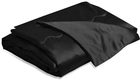 YASMENG Satindecke 200x200cm Schwarz Satin Sofadecke Kühlend Seidig Sommerdecke Leicht Weich Luxus Glatt Glänzend Satin Tagesdecke Kuscheldecke für Bett Sofa Schlafzimmer Büro