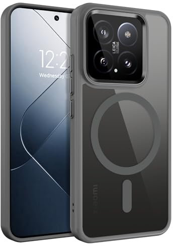 BENTOBEN Custodia per Xiaomi 14 5G con Mag-Safe Magnetica Custodia per Xiaomi 14 5G 6.36 Traslucido Trasparente Anti-Impronta, Retro Sottile Antiurto, Grigio
