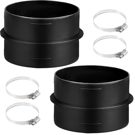 2 Stück 75mm Verbinder Rundkanal Rohr, Verbindungsstück Lüftungsrohr mit 4 Edelstahl Schlauchschellen Standheizung Zubehör Kunststoff Rohrverbinder für Heiz oder Kühlanwendungen