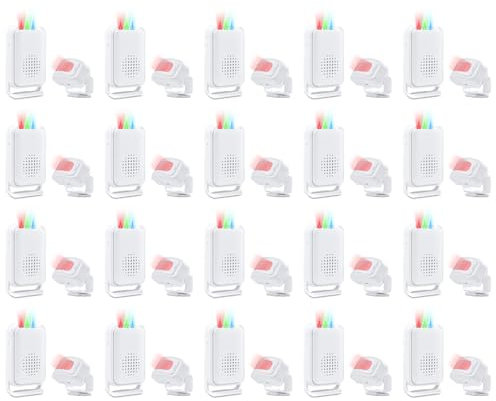 NineLeaf Wireless Motion Sensor Door Chime, Motion Sensor Doorbell, 918ft Long Range, Anti-the, 4-color LED light, 17 Music 5 Volume Levels, Easy Installation, for Shops, Offices,Home,20PK
