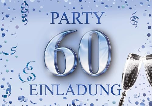 Edition Colibri Einladungskarten Geburtstag, 10 Stück, Format A6, Karten-Set, Einladung zum Beschriften, Party (Blau, 60)