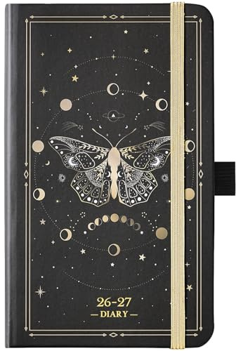 Pocket Diary 2026-2027 - Weekly & Monthly Academic Diary 2026-2027 | Diary a6 Week to View from August 2026 to July 2027, Bonus Note Pages and Inner Pocket, 6.3 x 3.9, butterfly
