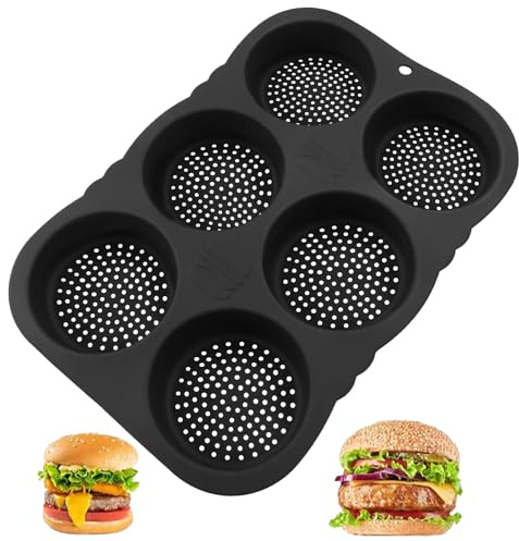 Litoexpe 1 Pcs Silicone Hamburger Bread Mold, Nonstick Burger Bread Forms Mini Baguette Molds Baking Tray for Hot Dog Bun Rolls Cake
