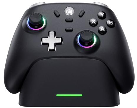 ECHTPower PC Wireless Controller, 1000Hz Gaming-Controller mit RGB/Hall-Joystick/Turbo/Vibration/800mAh Wiederaufladbare Batterie, Wireless-Controller für PC/Switch 2/Switch/Steam (Ladestation)