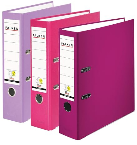 Falken lot de 3 classeurs en plastique PP-Color Végan. Fabriqué en Allemagne. 8 cm, DIN A4, Berry-Pastell assortis