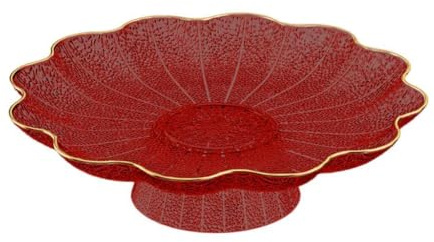 MotiveTech Coupe à Fruits sur Pied, Assiette Décorative, Décoration Intérieure, Vaisselle, Plateau à Fruits Esthétique, Plateau de Service pour Apéritifs et Légu, Rouge
