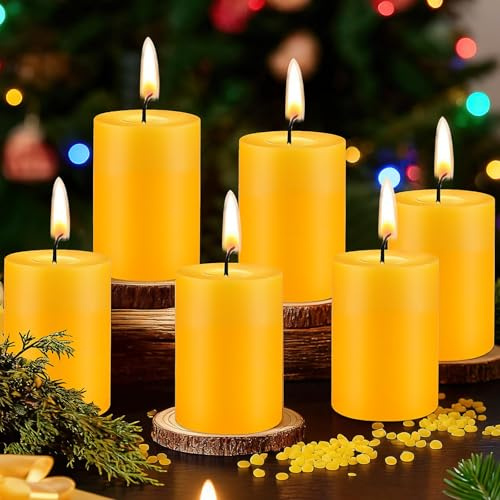 12er-Pack Bienenwachs Stumpenkerzen, 8 x 5 cm Natürliche Bienenwachs Kerzen, Jede Brennt 20 Stunden Duftend Gelb Zylinderkerzen für Ostern Gebet Hochzeit Meditation Weihnachten Zuhause Dekoration