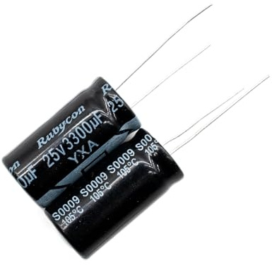 2 Stück Rubycon 25V 3300uf Kondensator, Aluminium Radialelektrolytische Kondensatoren für TV, LCD, Radio, Mikrowelle, Spiel (13 x 16mm)