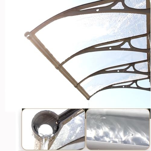 WBJGUOD Transparent Polycarbonate Door Canopy, Rainproof Balcony Awning with Large Sink for Patio and Garden Protection