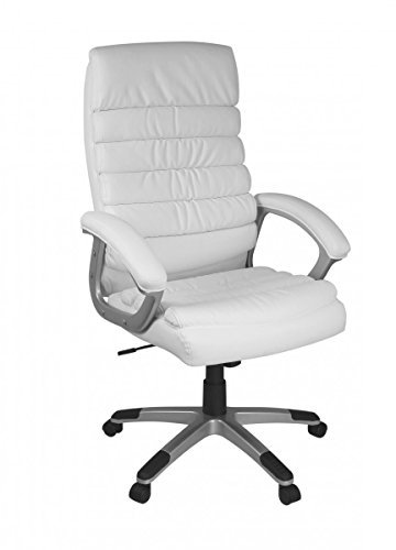 AMSTYLE Valencia Bürostuhl Kunstleder Weiß ergonomisch mit Kopfstütze, Design Chefsessel Schreibtischstuhl mit Wippfunktion, Drehstuhl hohe Rücken-Lehne X-XL 120 kg