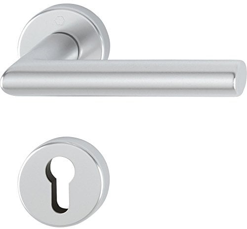 HOPPE 3286542 Drückergarnitur Amsterdam mit Rosetten PZ (Profilzylinder), silber eloxiert