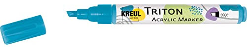 KREUL 17846 - Triton Acrylic Marker edge, türkisblau, Keilspitze, Strichstärke circa 1 bis 4 mm, auf Wasserbasis, Acrylmarker zur Gestaltung von Papier, Holz, Stein und vielem mehr