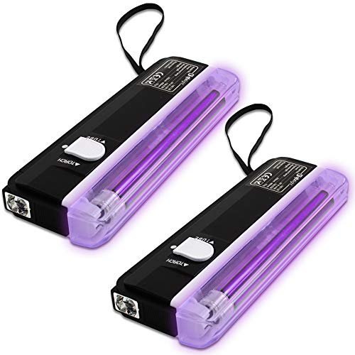 beamz Mini UV Torch Pair Ultraviolet Disco Lights – Portable Fluorescent Glow Effect Lighting for Halloween Parties, DJ Events, Costume Decorations & Pet Stain Detection (Battery Operated)