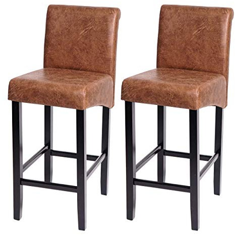 Mendler 2er-Set Barhocker HWC-C33, Barstuhl Tresenhocker, Holz - Wildlederimitat, dunkle Beine, Stoff/Textil