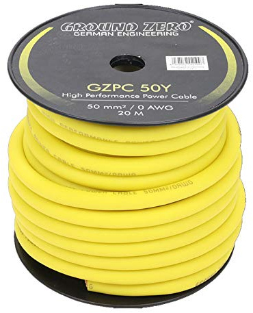 Bobina 20 mt cavo Ground Zero GZPC 50R Positivo 50 mm x alimentazione auto 0 awg Positivo 50mm 20 metri