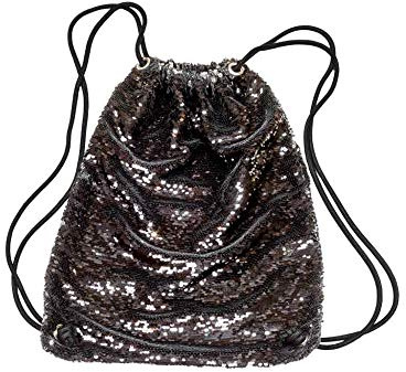 bb klostermann Pailletten- Rucksack/Turnbeutel in Wendeoptik, schwarz 34x44cm