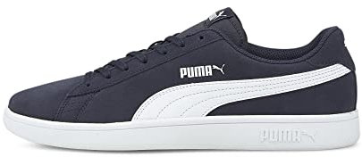 PUMA Unisex Puma Smash V2 Sneaker, Peacoat Puma White, 38.5 EU