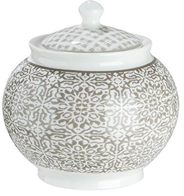 GILDE Porzellan Zuckerdose Grey Ornament