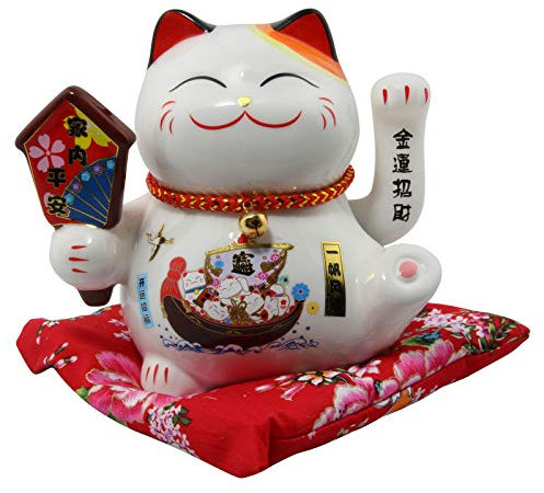 Freak Scene Glückskatze - Maneki-Neko - Winkekatze aus Porzellan 15,5 cm weiß - Maneki Neko 02