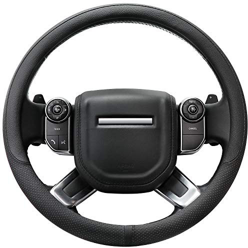 COFIT Lenkradbezug für Auto Universal LenkradhüLle Anti-Rutsch Lenkrad Bezug Leder SchutzhüLle L 39-40.5cm Schwarz