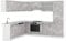 Vicco Eckküche R-Line, Küchenzeile in L-Form, Beton/Weiß, 227 x 287 cm ohne Arbeitsplatte