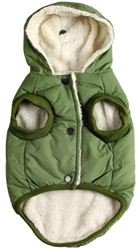 Vecomfy Extra warmer Hunde-Kapuzenpullover im Winter für große Hunde, mit Kapuze, Grün, Größe XXL