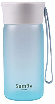 230ml（8 oz）Silicone Coated Glass Bottle with White Cap- BPA Free，Great for Water Tea Juice Coffee,Light Weight and Portable for Women Teens and Kids, Reusable, Borosilicate(Blue)