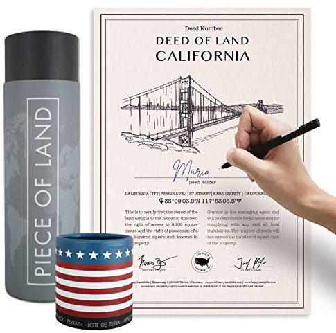 happylandgifts® Véritable parcelle de Terre - Californie | Cadeau Insolite pour la Famille et Les Amis | Certificat de propriété foncière personnalisé