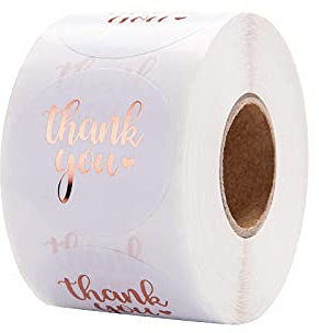 LOOGI Danke Aufkleber, 500Stk Dankeschön Etiketten Thank You Sticker für Deko Verpackung (Roségold, 2,5cm)