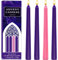 MUOIVG Leuchterkerzen, Adventskalenderkerze/Weihnachtskerze/Adventskerze/Adventskalender,4 Stück ca. (ØxH) 2 x 24 cm,Kerzen-Set,Halterkerzen, 3 Lila & 1 Rosa für Weihnachten, Advent,Home Party ect