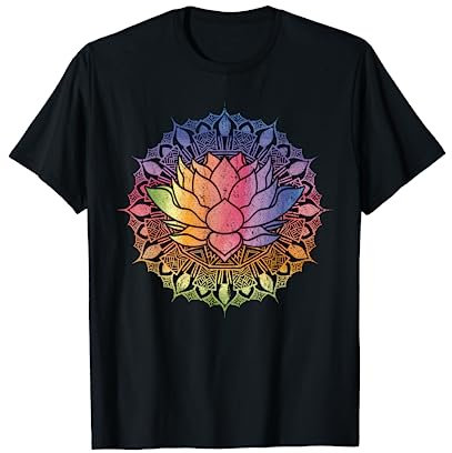 Lotusblume Pilates Yoga Farbenfrohes Mandala Lotus T-Shirt