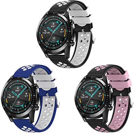 XBLJST 22mm Armbänder Kompatibel mit Huawei Watch GT2/GT2 Pro/GT3/GT4/GT2e 46mm，Zweifarbig Uhrenarmbänder,Silikon Kautschuk, Ersatzbänder für Samsung Galaxy Watch 3 45mm/Watch 46mm/Gear S3 Frontier