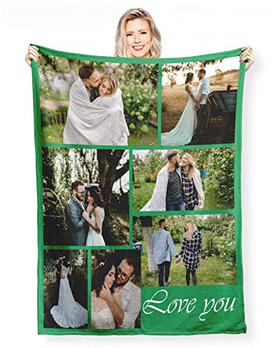 Personalised Photo Blanket with Own Photo Text Collage, Fotodecke, Personalisierte Decke mit Foto, Friends, Family, Father, Mother, Children, Gift for Birthday, Christmas, Wedding, Anniversary