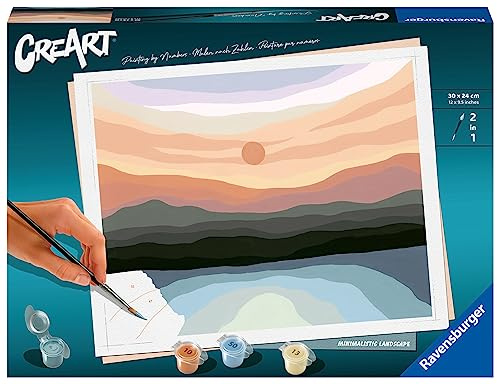Ravensburger CreArt Minimalistische Landschaft - Malen nach Zahlen | DIY Malset mit Pinsel und Acrylfarben, 30 x 24 cm, Geschenk für Frauen und Männer