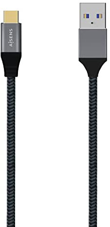 AISENS Cable USB 3.1 Gen2 Aluminio 10Gbps 3A. Tipo USB-C/M-A/M. Gris. 0.5M