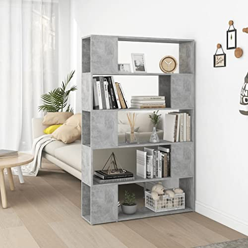 homiuse BüCherregal Betongrau Holzregal 100x24x155 cm WüRfelregal BüCherregal Wand Raumteiler Regal Lagerregal Regal Holz Schwerlastregal Steckregal Einfach Zu Montieren