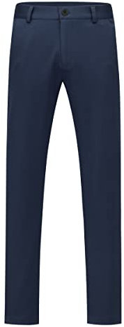Allthemen Pantalon de Costume Homme Stretch Couleur Unie Pantalon Slim Fit Droit pour Business Bleu Foncé L