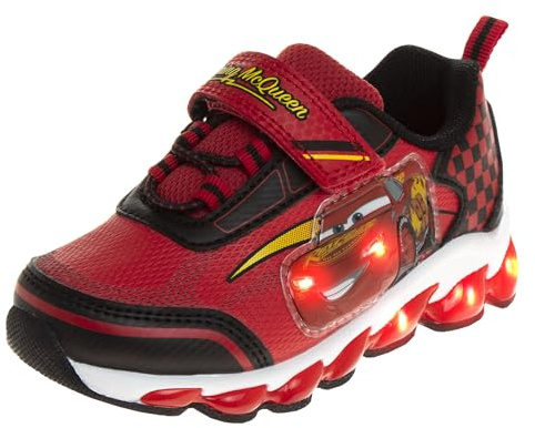 Disney Pixar Cars - Zapatillas deportivas para niño, color negro y rojo, iluminadas (bebé/niño pequeño)