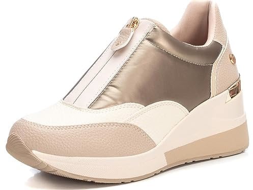 XTI - Zapatilla Mujer Beige - Calzado Cómodo y Versátil - Moda Casual - Modelo 14187402 (Talla 37)