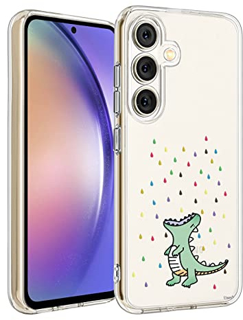 Unov Hülle Kompatibel mit Galaxy A54 Hülle klar Transparent Schlanke Schutzhülle Weich TPU Stoßstange Geprägtes das Muster Stoßdämpfung 6.4 Zoll (Regenbogen Dinosaurier)