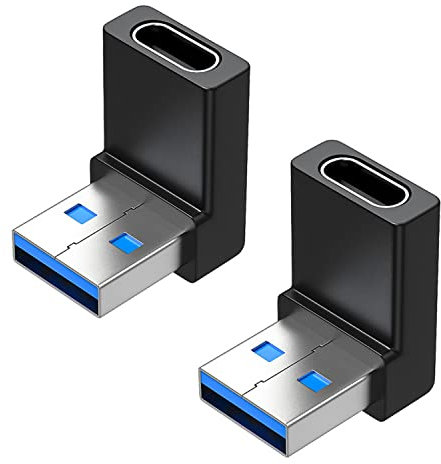 GELRHONR Rechtwinkliger USB A Stecker auf USB C Buchse Adapter, 90 Grad USB3,0 auf Typ C Kabelstecker unterstützt unidirektionale Seiten 5Gbps & Datenübertragung, für Laptops,PC-2PCS (Up Angle)