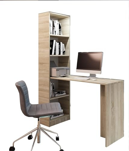 KIER FURNITURE B-1 Klassischer Schreibtisch für Heim und Büro - Ergonomische Arbeitsmöbel - Robuste Konstruktion - Linke und Rechte Seite - 125x183x50 cm Eiche Sonoma