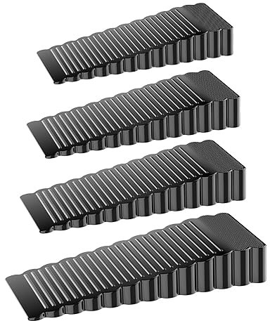 Geepen 4 Pièces Arrêts de Portes, Cale Porte Caoutchouc Souple Antidérapante Hauteur Réglable Butoir de Porte pour Tapis, Béton, Parquets, Sols Stratifiés,Noir
