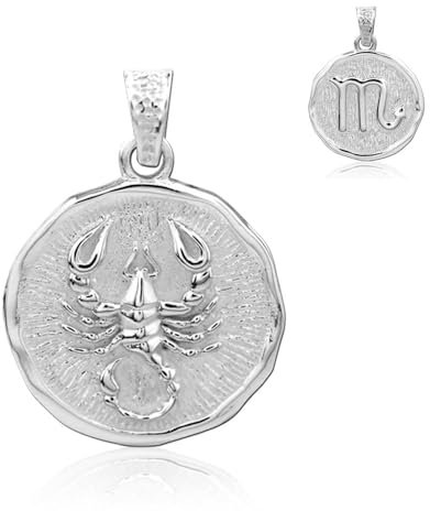 viva-adorno Kettenanhänger Sternzeichenanhänger 925 Silber Zodiak Sternzeichen Anhänger Münze Medaillon Tierkreiszeichen beidseitig tragbar As8s, Skorpion