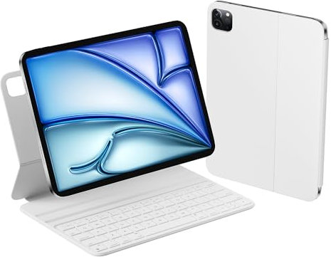 HOU Keyboard Case for iPad Air 11 inch M2/M3 & iPad Air 5th/4th(2022/2020) & iPad Pro 11 inch 4th/3rd/2nd/1st (2018-2022) – Smart Cover Folio, Slim & Light, Semi-Silicone, 2 Viewing Angles
