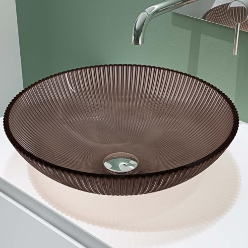 doporro Waschbecken Glas Aufsatzwaschbecken BxTxH: 40x40x12 in Kaffeebraun Waschplatz Handwaschbecken Waschtisch Minerva06