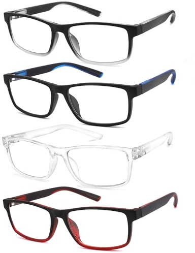 acavefox Lesebrille 4 Pack Herren Blaue Licht Blockieren Anti UV Brillen Federscharnier Komfortabel Lesehilfe Sehstärke 2,75